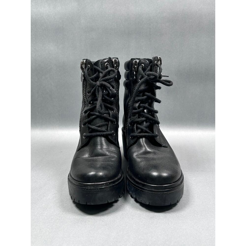 Moncler Black Leather Lace Up Boots w/ Side Zip Platform Sz 36 Women’s - Picture 6 of 9